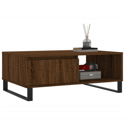 Mesa De Centro Madera De Ingeniería Roble Marrón 90X60X35 Cm