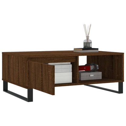 Mesa De Centro Madera De Ingeniería Roble Marrón 90X60X35 Cm