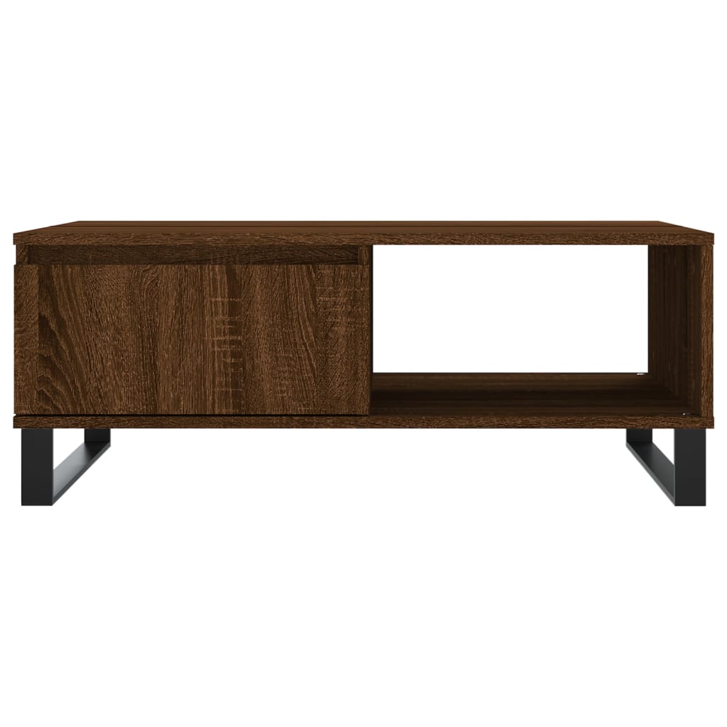 Mesa De Centro Madera De Ingeniería Roble Marrón 90X60X35 Cm