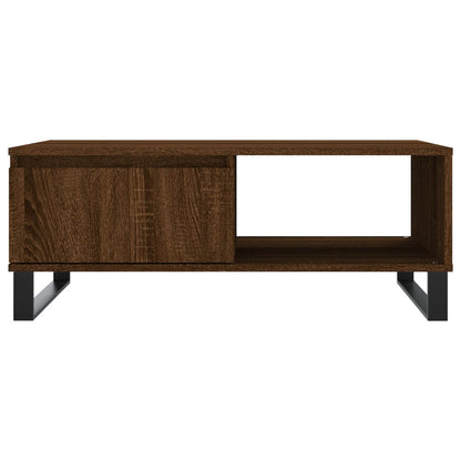 Mesa De Centro Madera De Ingeniería Roble Marrón 90X60X35 Cm