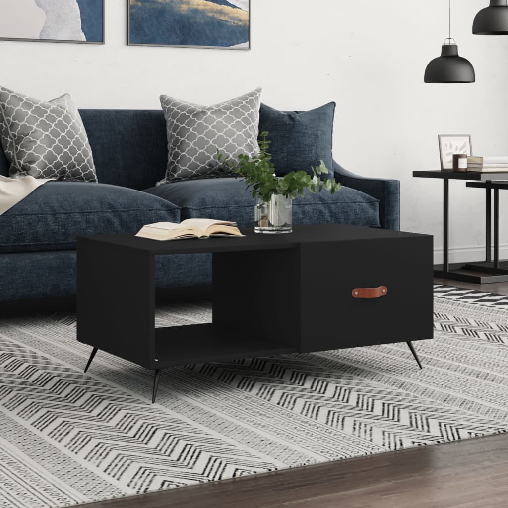 Mesa De Centro Madera Contrachapada Roble Marrón 90X50X40 Cm
