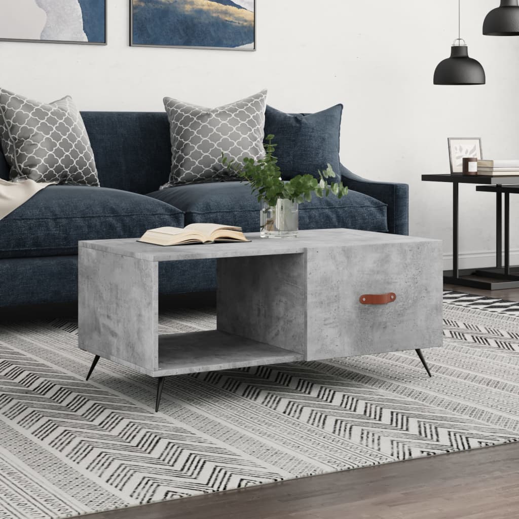Mesa De Centro Madera Contrachapada Roble Marrón 90X50X40 Cm
