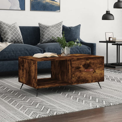Mesa De Centro Madera Contrachapada Roble Marrón 90X50X40 Cm