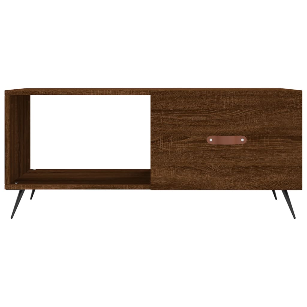 Mesa De Centro Madera Contrachapada Roble Marrón 90X50X40 Cm
