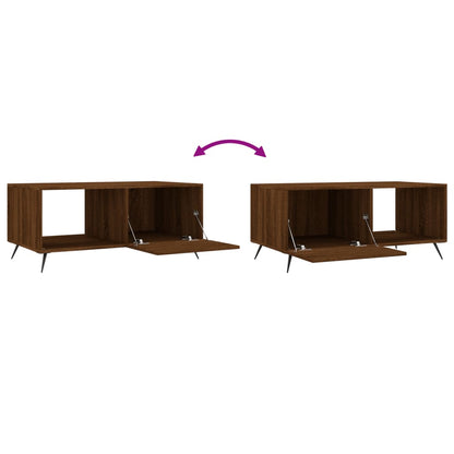 Mesa De Centro Madera Contrachapada Roble Marrón 90X50X40 Cm