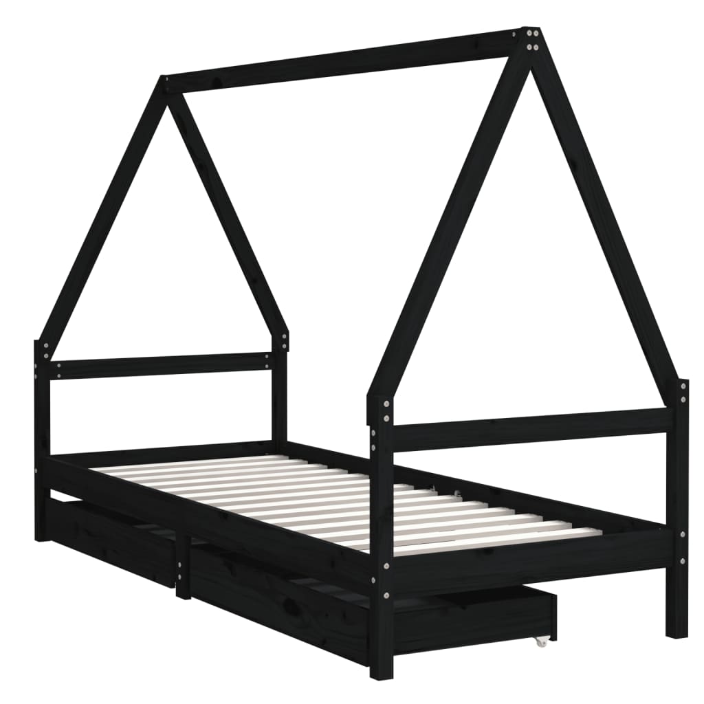 Estructura De Cama Niños Con Cajones Madera Pino 80X200Cm