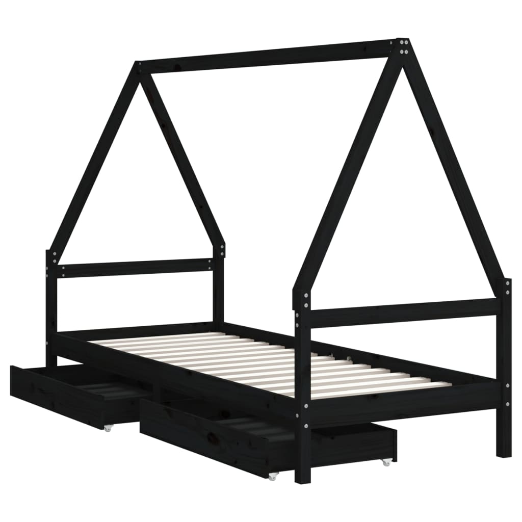 Estructura De Cama Niños Con Cajones Madera Pino 80X200Cm