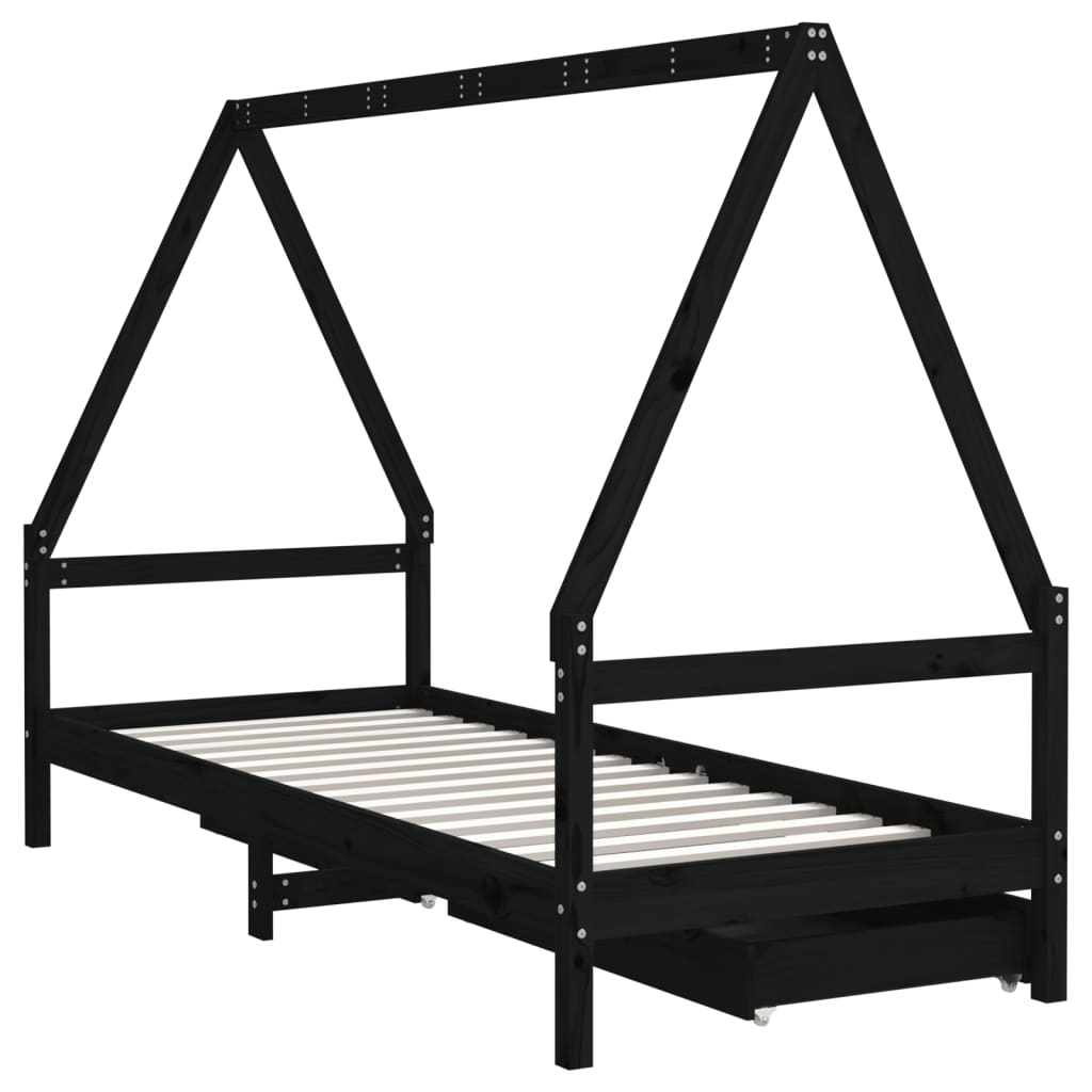 Estructura De Cama Niños Con Cajones Madera Pino 80X200Cm