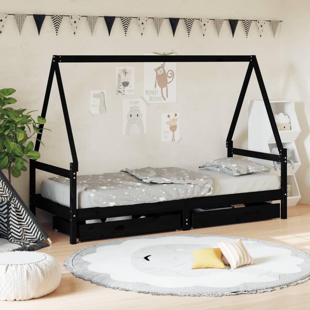 Estructura De Cama Niños Con Cajones Madera Pino 80X200Cm