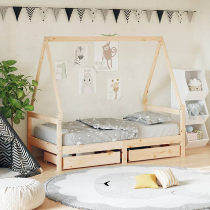 Estructura De Cama Niños Con Cajones Madera Pino 80X200Cm