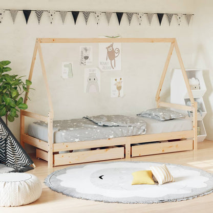 Estructura De Cama Niños Con Cajones Madera Pino 80X200Cm