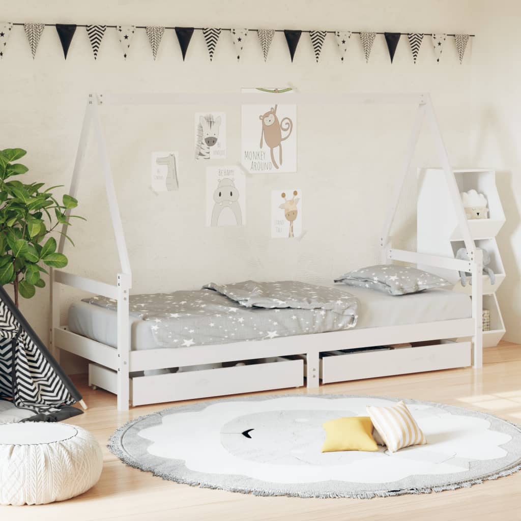 Estructura De Cama Niños Con Cajones Madera Pino 80X200Cm