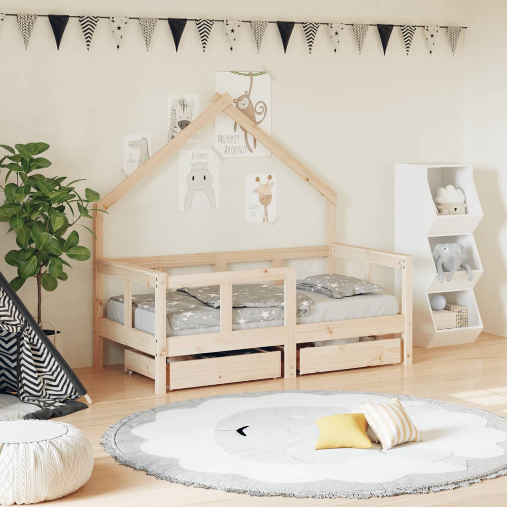 Estructura Cama Niños Con Cajones Madera Pino