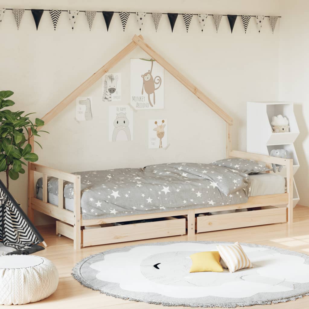 Estructura Cama Niños Con Cajones Madera Pino