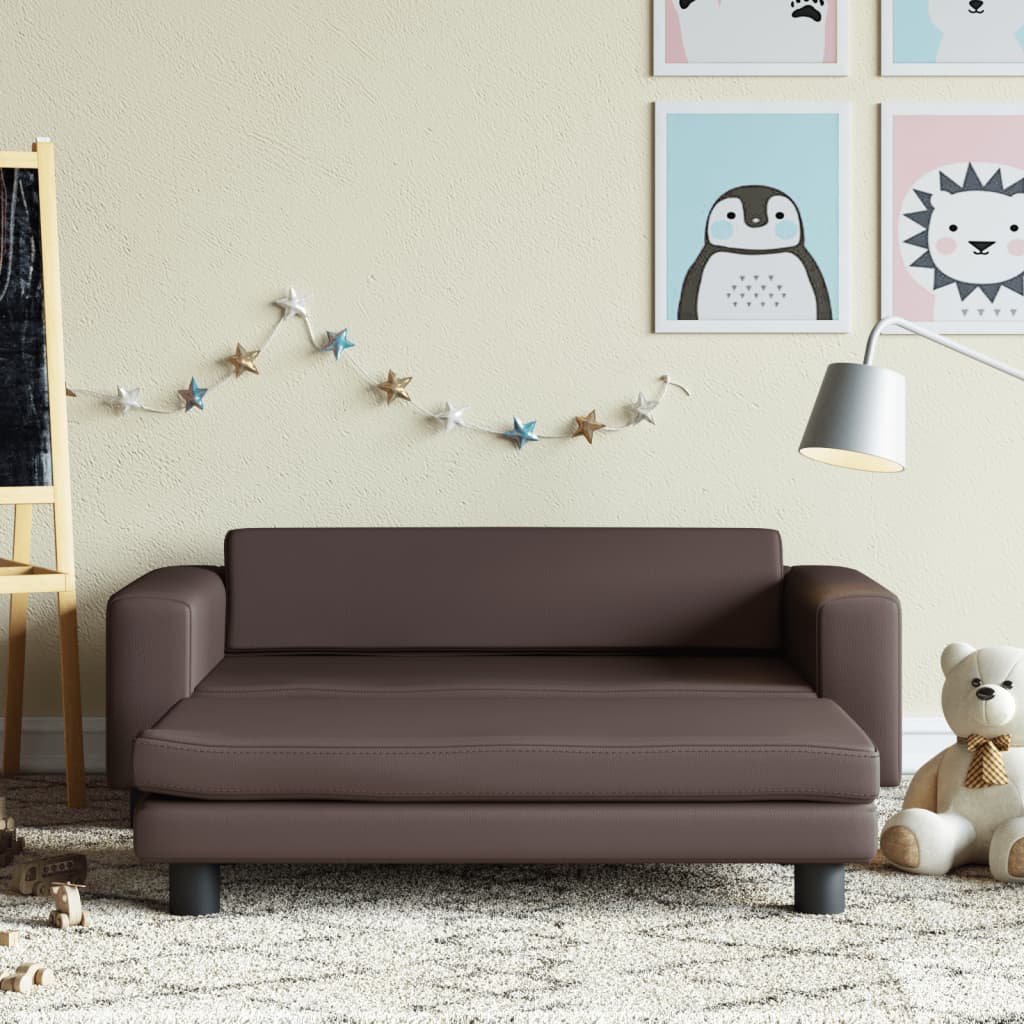 Sofá Para Niños Con Reposapiés Cuero Sintético 100X50X30Cm