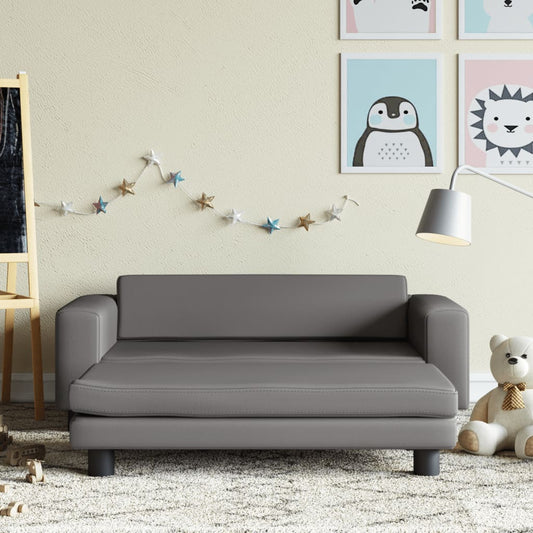 Sofá Para Niños Con Reposapiés Cuero Sintético 100X50X30Cm