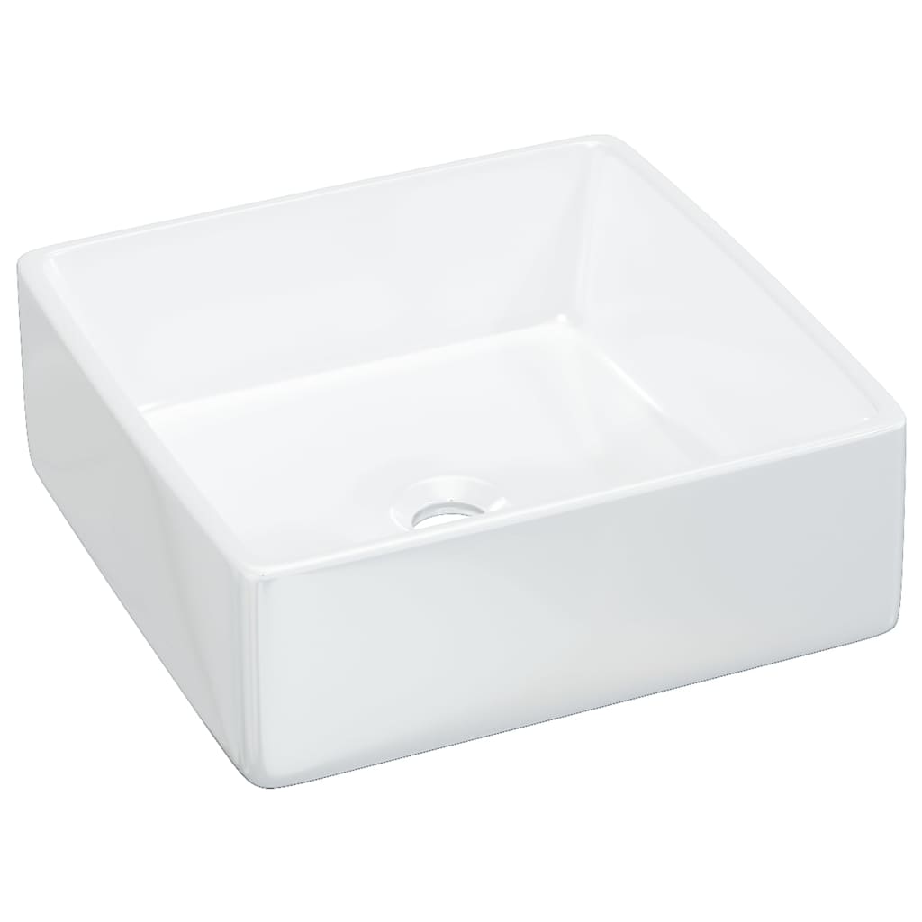 Lavabo Cuadrado De Cerámica Blanco 37X37X13 Cm