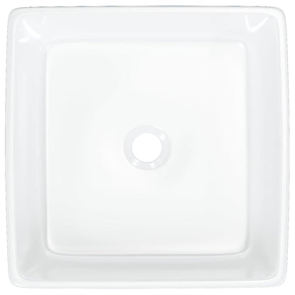 Lavabo Cuadrado De Cerámica Blanco 37X37X13 Cm