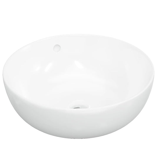 Lavabo Redondo Cerámica Blanco 44X17 Cm