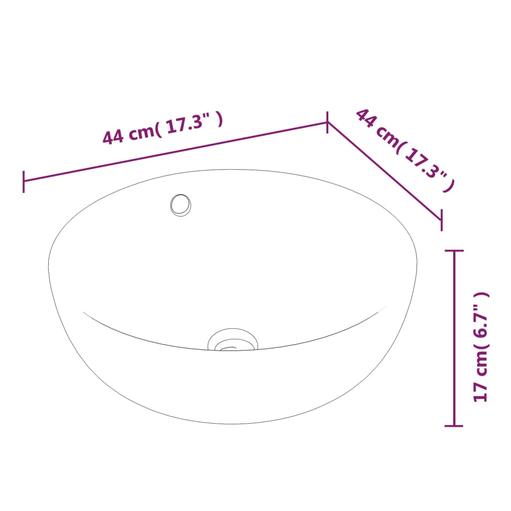 Lavabo Redondo Cerámica Blanco 44X17 Cm