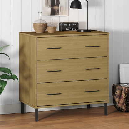 Aparador Con 3 Cajones Oslo Madera Maciza 77X40X79,5 Cm