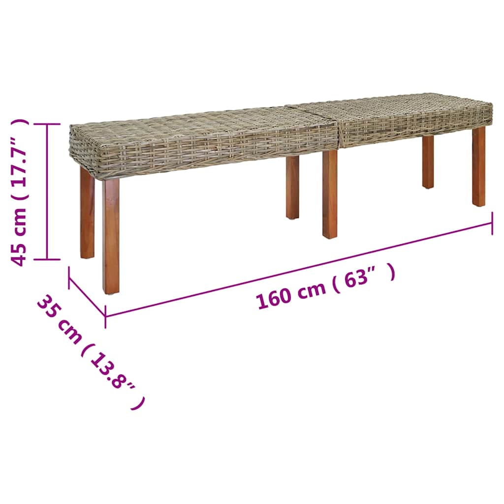 Banco 160 X 35 X 45 Cm Madera De Mango Maciza
