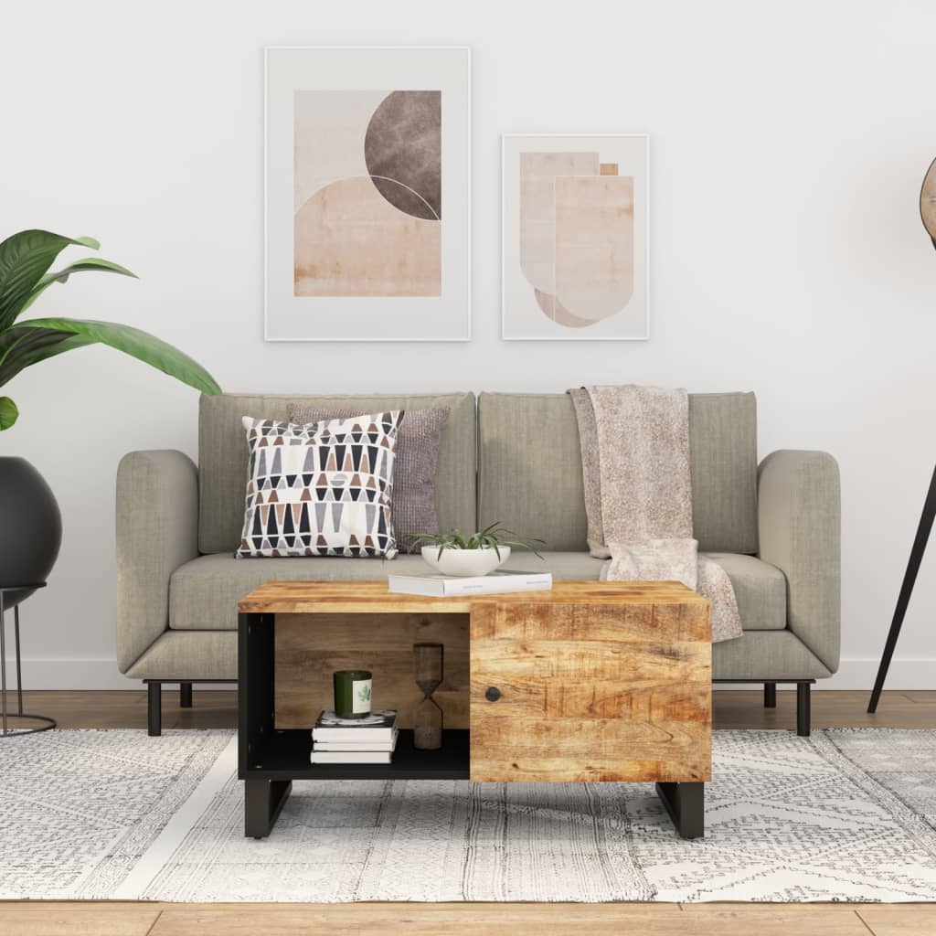 Mesa De Centro Madera Reciclada Y Contrachapada 80X50X40 Cm