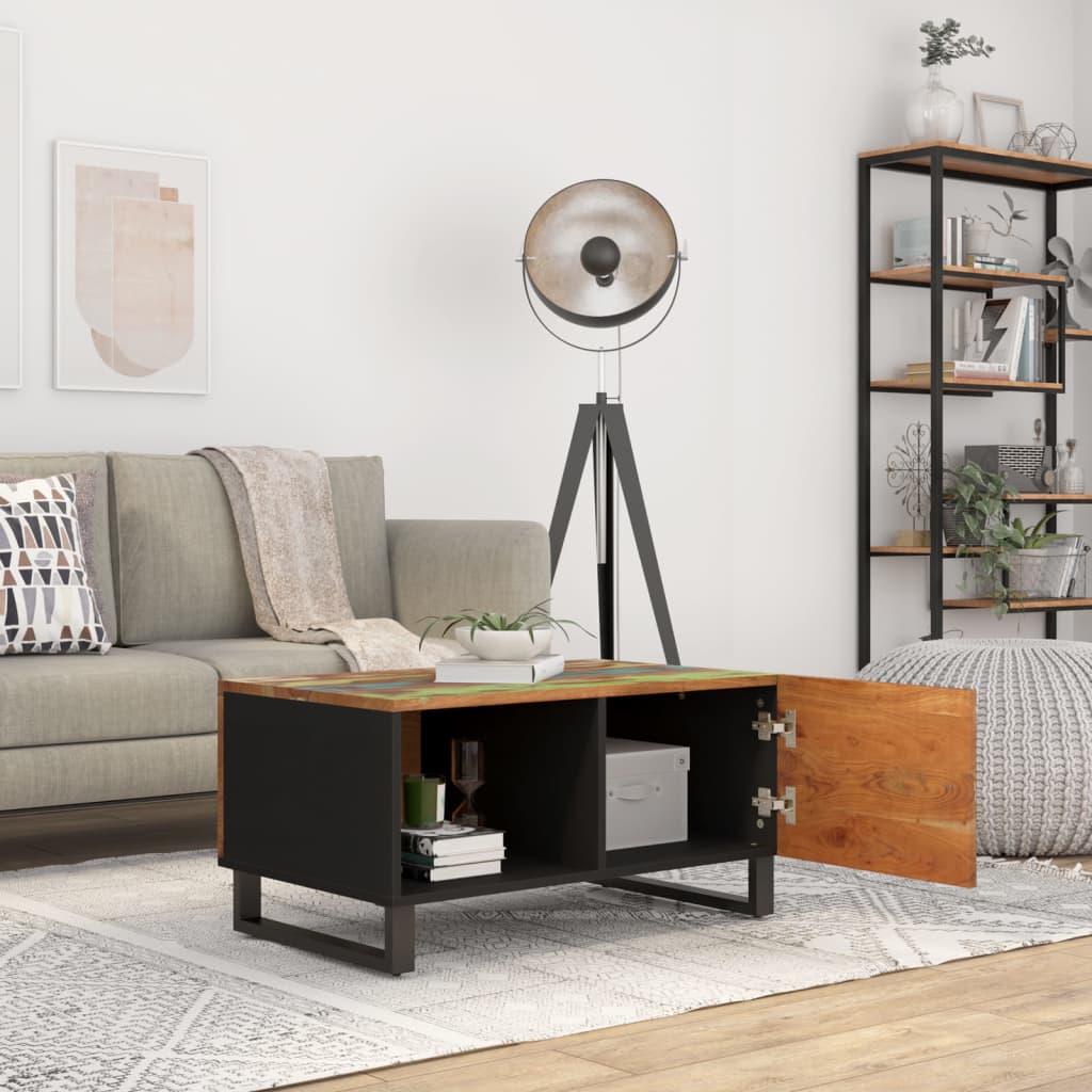 Mesa De Centro Madera Reciclada Y Contrachapada 80X50X40 Cm