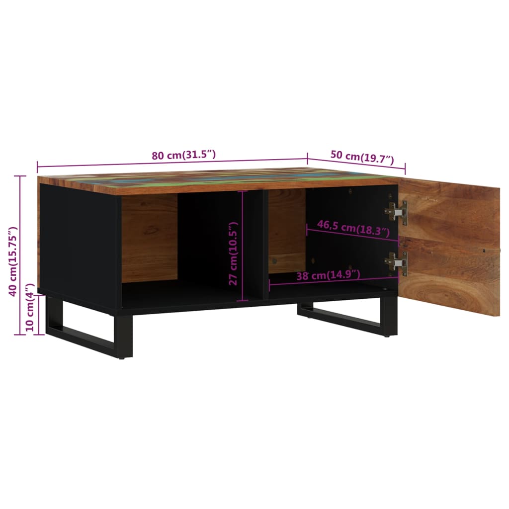 Mesa De Centro Madera Reciclada Y Contrachapada 80X50X40 Cm