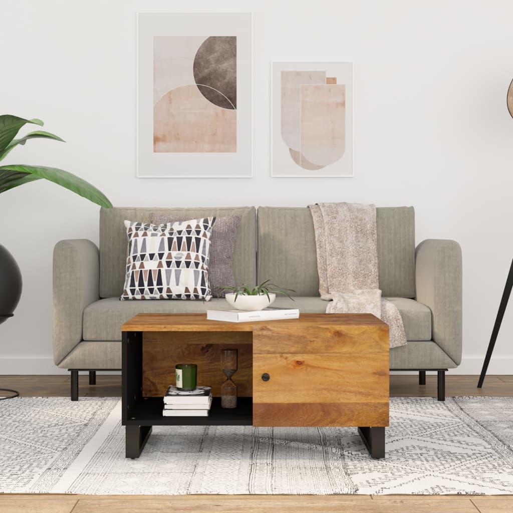 Mesa De Centro Madera Reciclada Y Contrachapada 80X50X40 Cm
