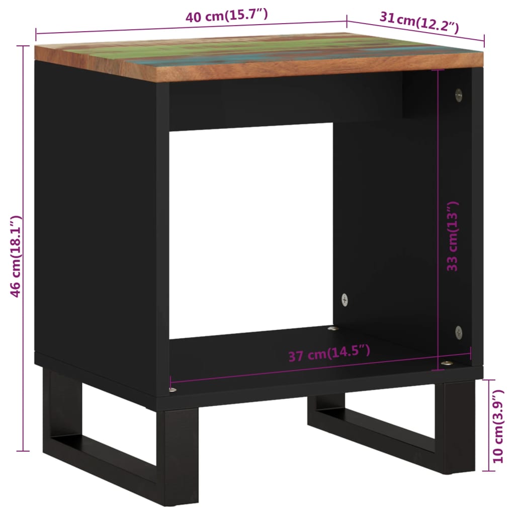 Mesa De Centro Madera Reciclada Y Contrachapada 40X31X46 Cm