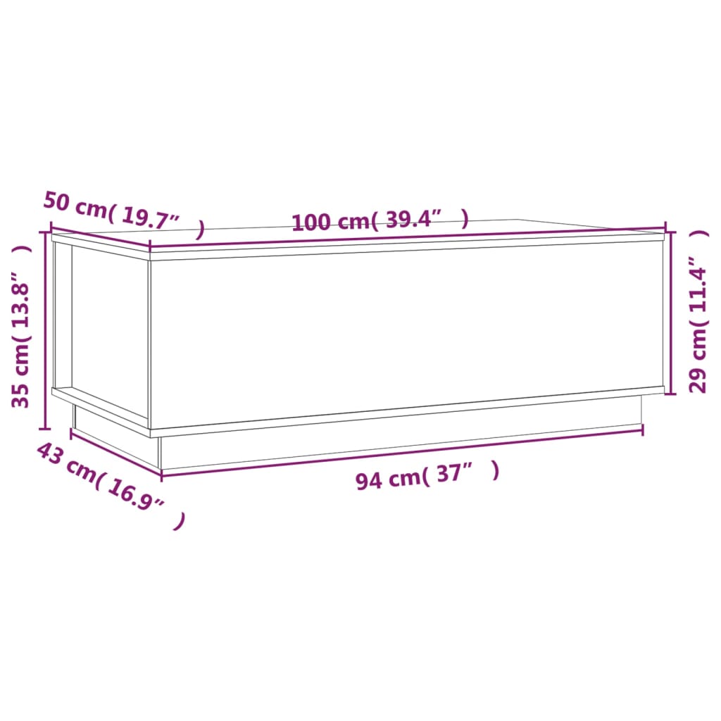 Mesa De Centro Madera Maciza De Pino 100X50X35 Cm