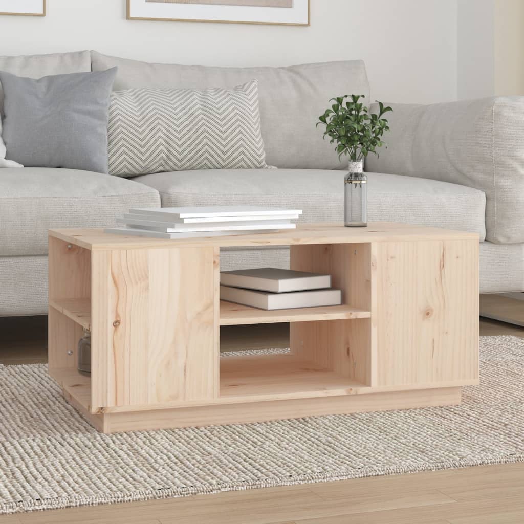 Mesa De Centro Madera Maciza De Pino 90X49X40,5 Cm