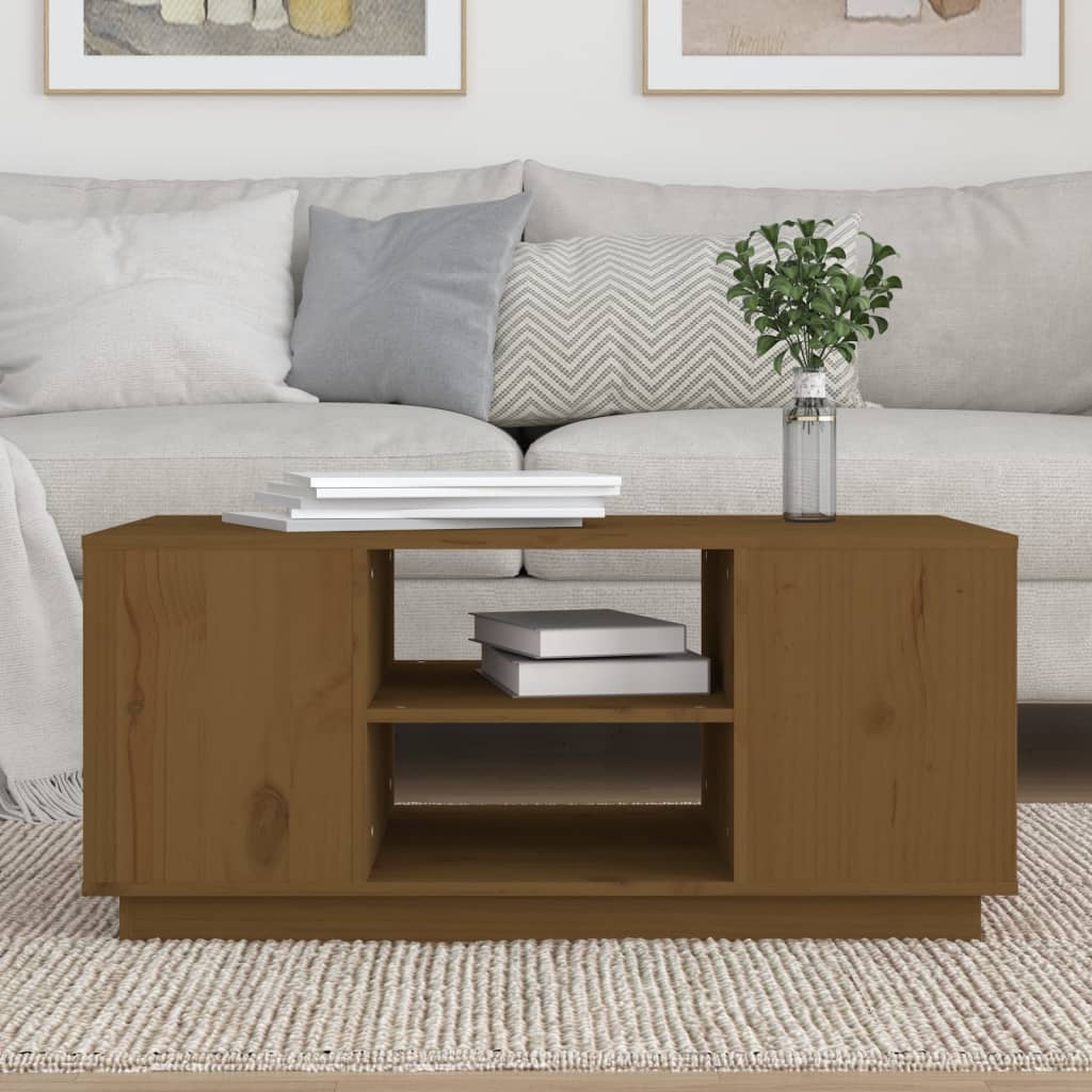 Mesa De Centro Madera Maciza De Pino 90X49X40,5 Cm