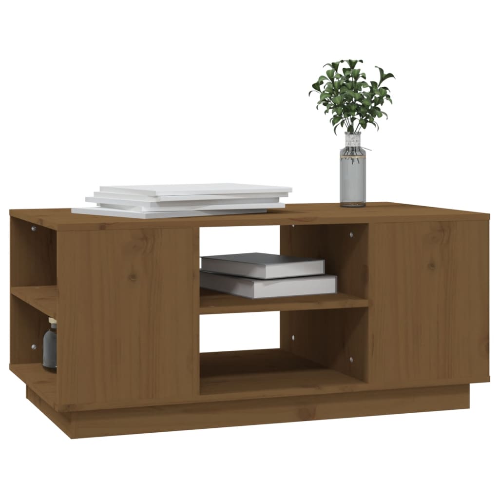 Mesa De Centro Madera Maciza De Pino 90X49X40,5 Cm