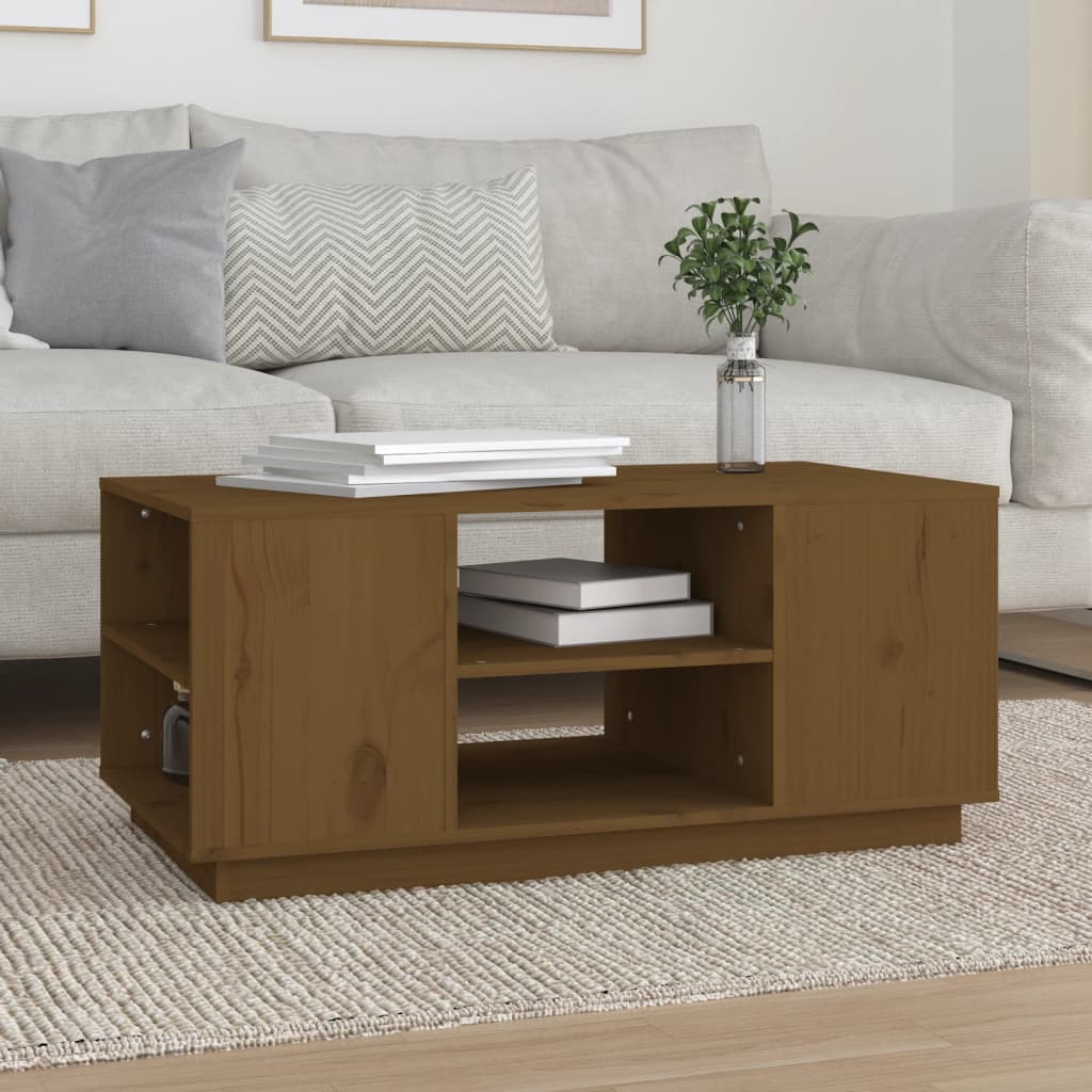 Mesa De Centro Madera Maciza De Pino 90X49X40,5 Cm