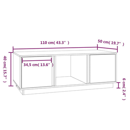 Mesa De Centro De Madera Maciza De Pino 110X50X40 Cm