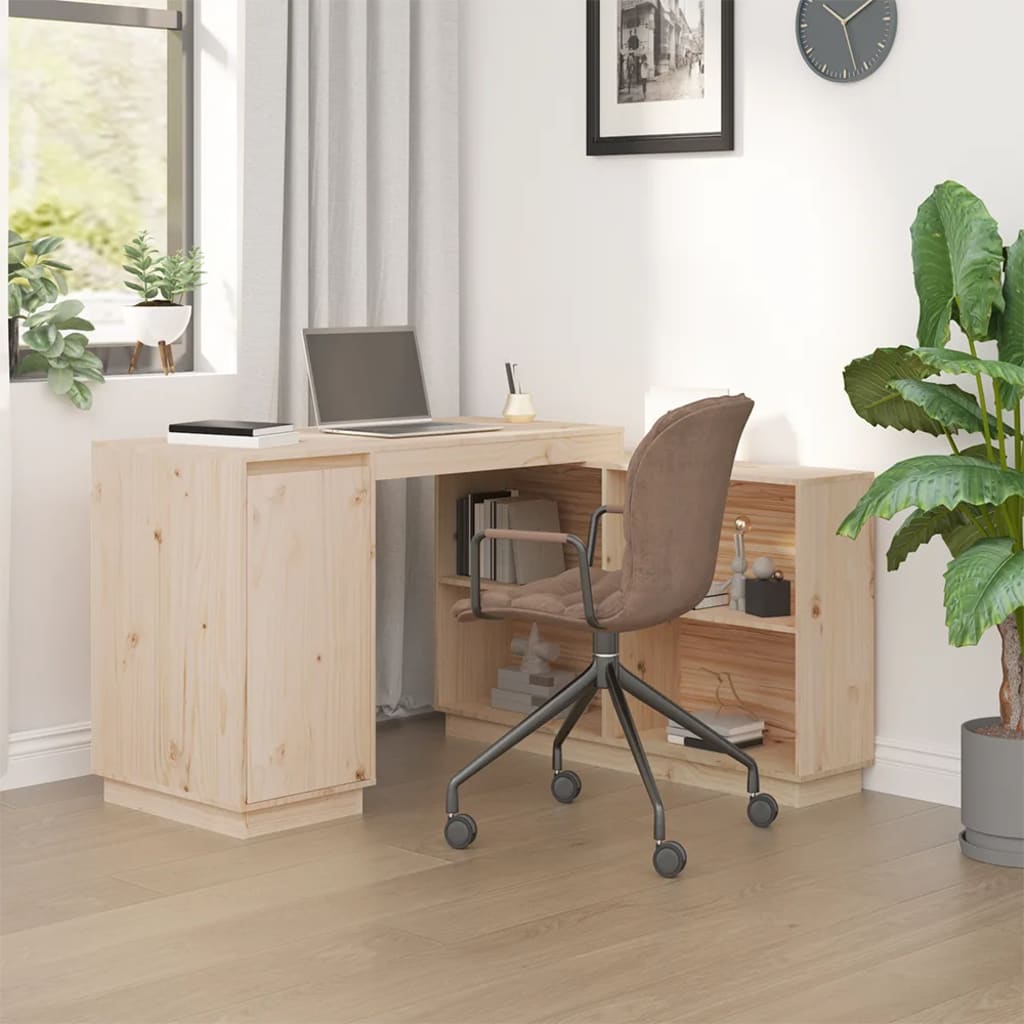 Escritorio De Madera Maciza De Pino 110X50X75 Cm