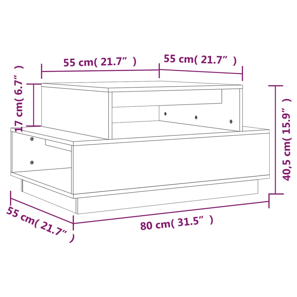 Mesa De Centro Madera Maciza De Pino 80X55X40,5 Cm