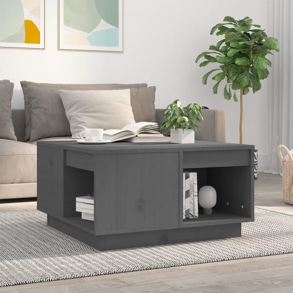 Mesa De Centro De Madera Maciza De Pino 80X81X36,5 Cm