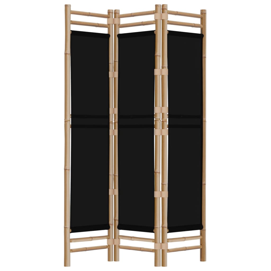 Biombo Plegable De 3 Paneles Bambú Y Lona 120 Cm