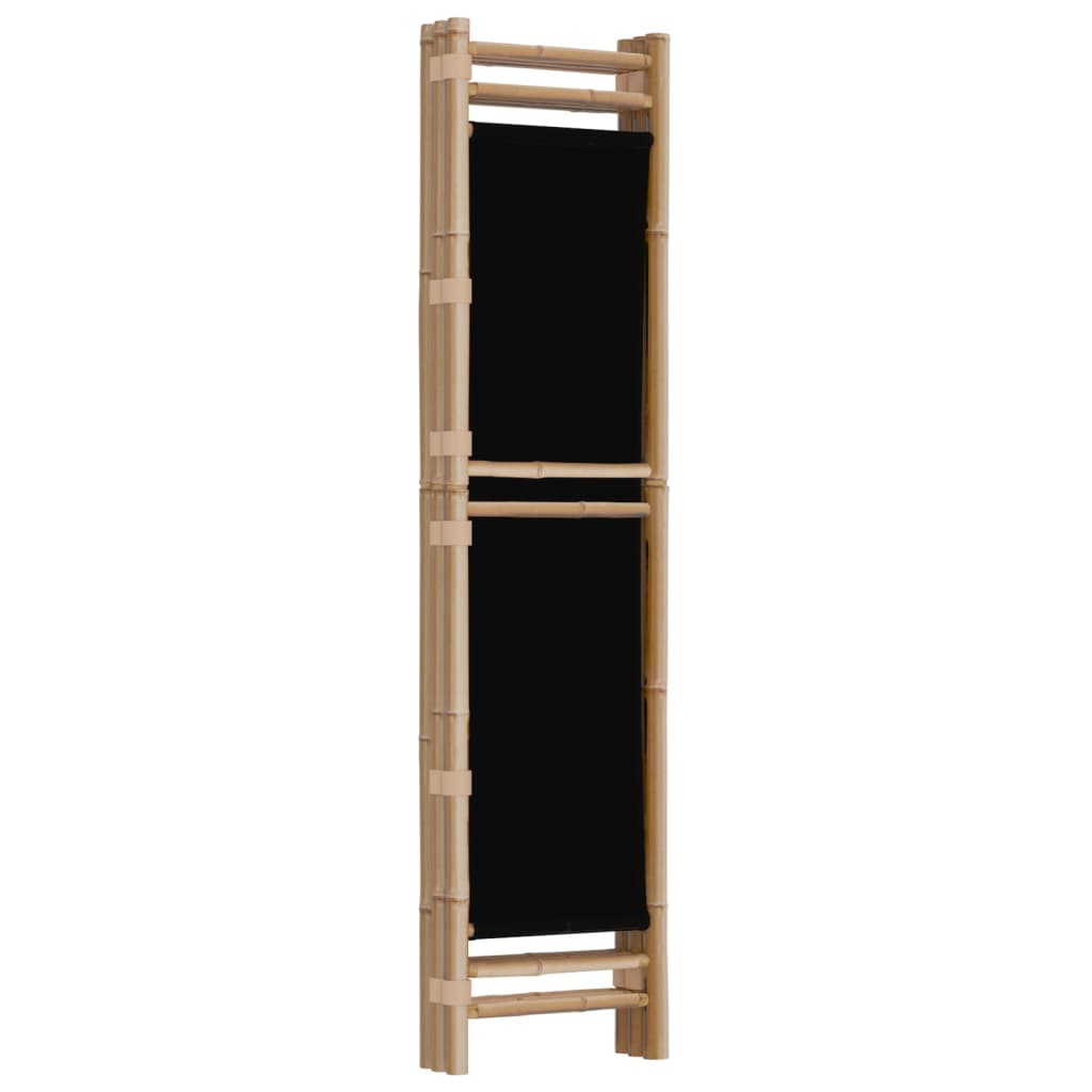 Biombo Plegable De 3 Paneles Bambú Y Lona 120 Cm