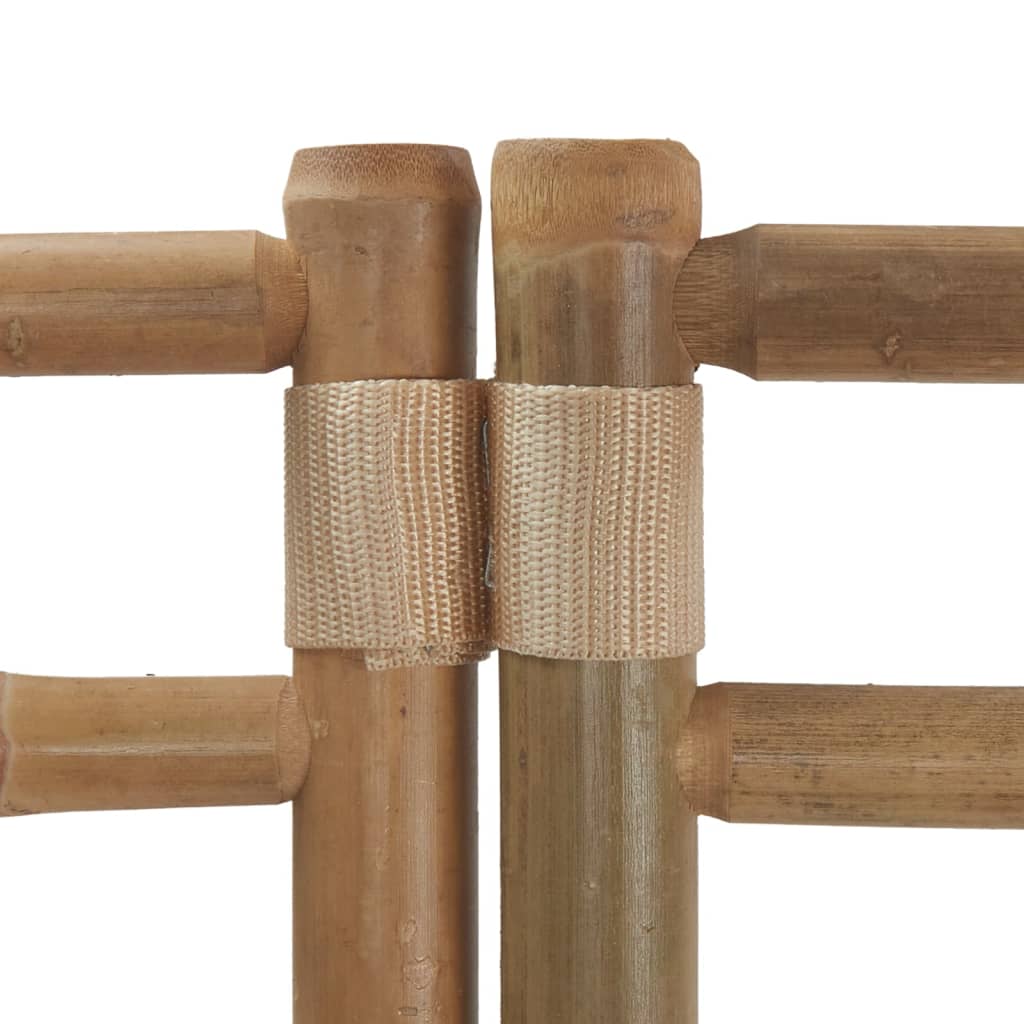 Biombo Plegable De 3 Paneles Bambú Y Lona 120 Cm