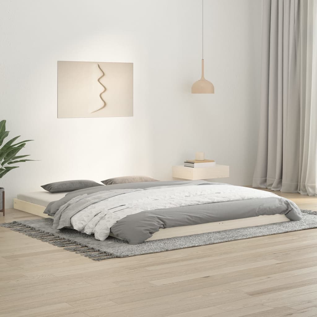 Estructura De Cama Sin Colchón Madera Maciza Marrón
