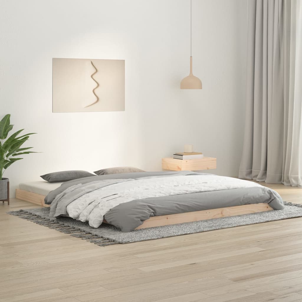 Estructura De Cama Sin Colchón Madera Maciza Marrón