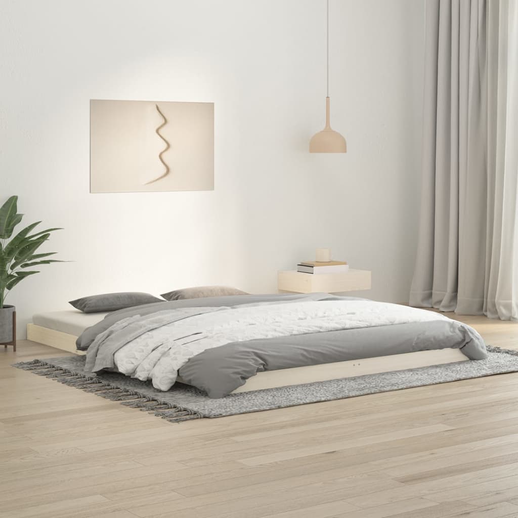 Estructura De Cama Sin Colchón Madera Maciza Marrón