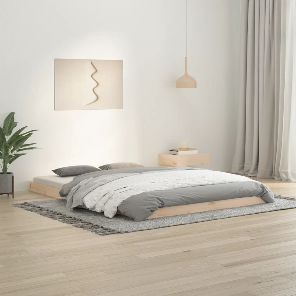Estructura De Cama Sin Colchón Madera Maciza Marrón