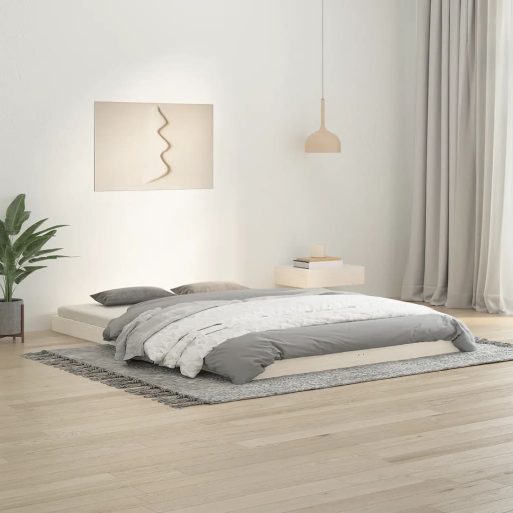 Estructura De Cama Sin Colchón Madera Maciza Marrón