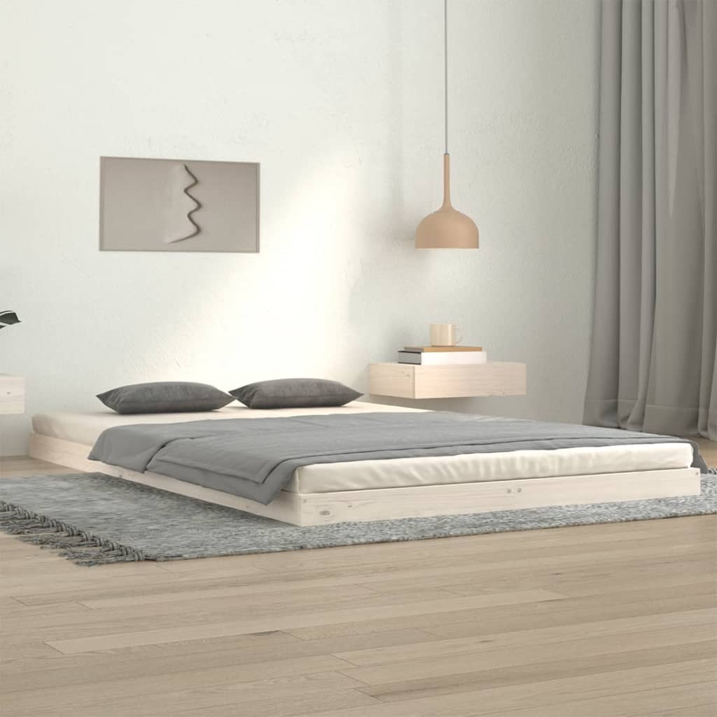 Estructura De Cama Sin Colchón Madera Maciza Marrón