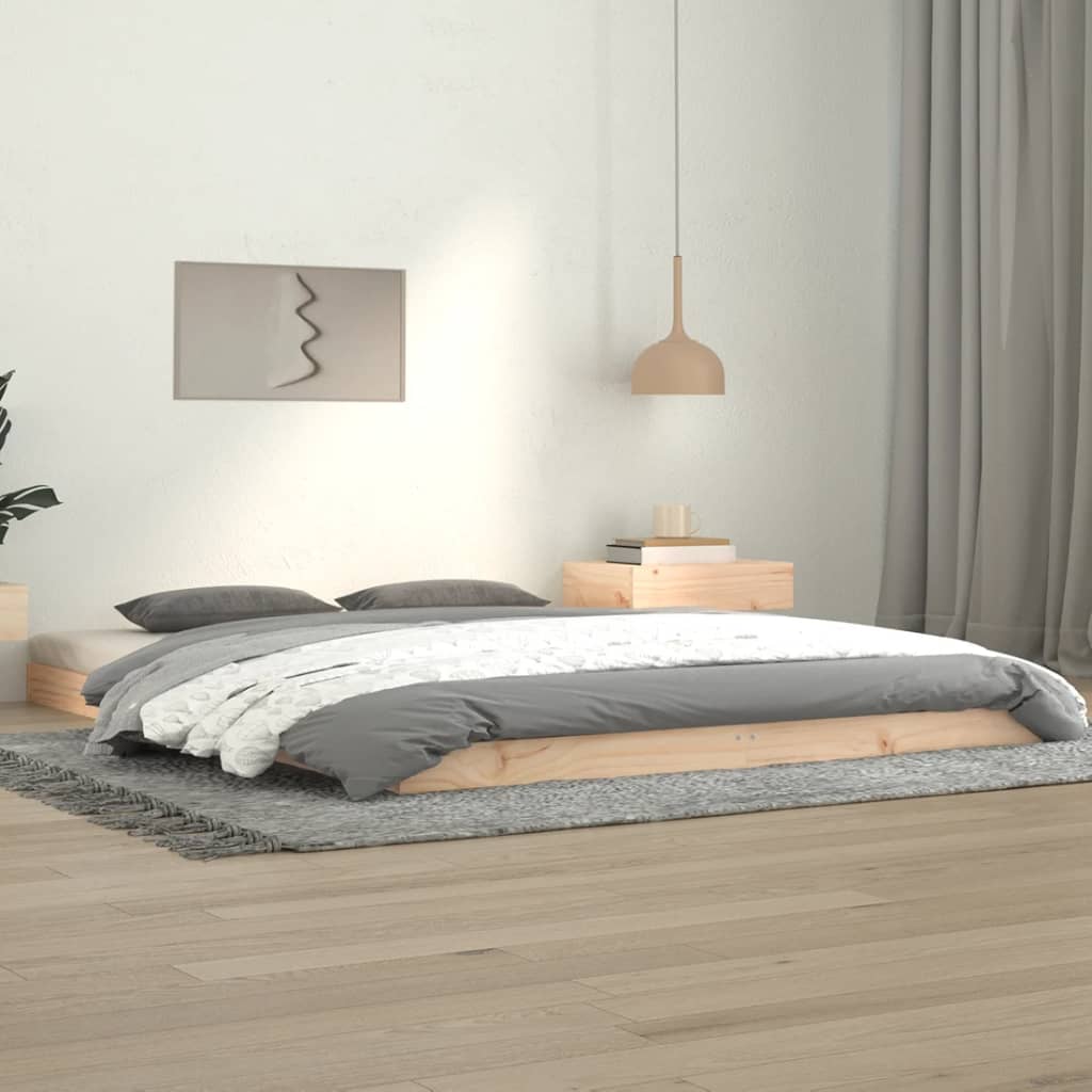 Estructura De Cama Sin Colchón Madera Maciza Marrón